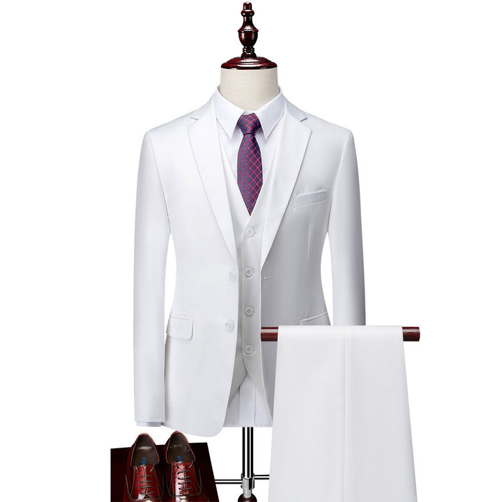Herren Dreiteiliger Business-Anzug mit tailliertem Schnitt, Weste und klassischem Revers Drune