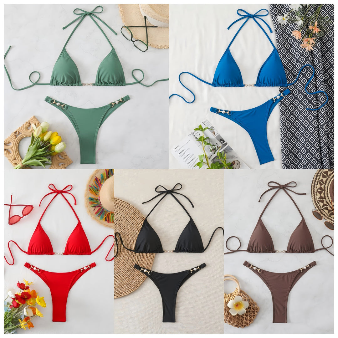 Damen Triangel-Bikini-Set mit modischen Details Drune