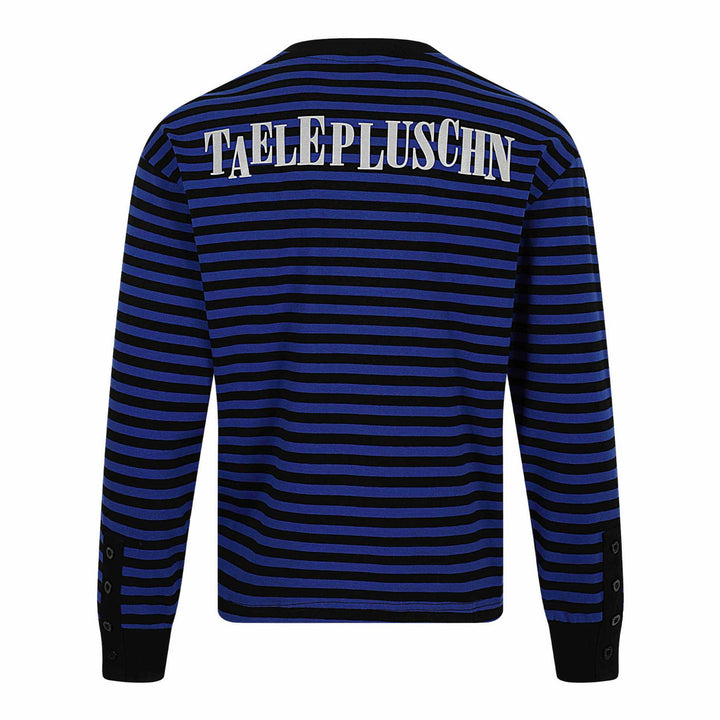 Unisex Gestreifter Langarm-Pullover mit V-Ausschnitt und Strassapplikationen Drune