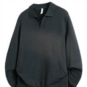 Unisex Oversized Polokragen-Feinstrickpullover mit weitem Schnitt Drune