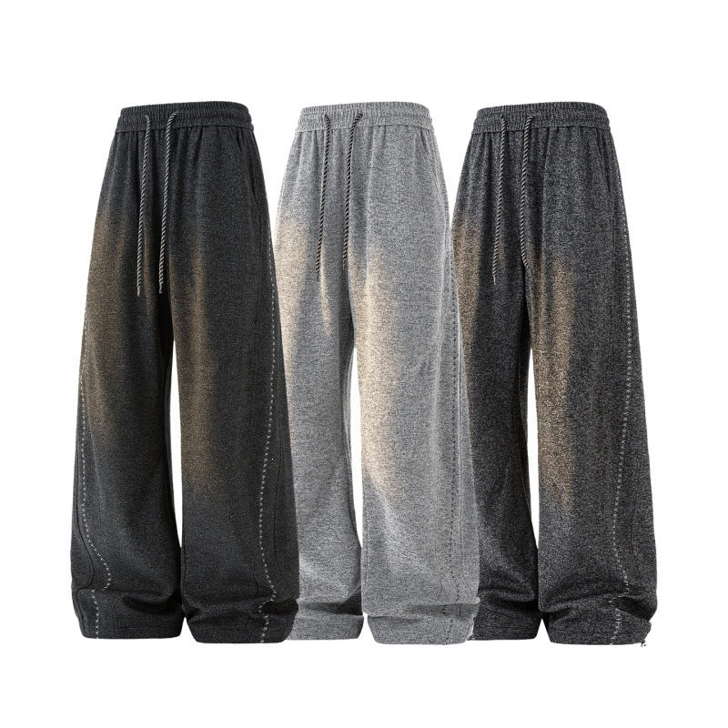 Damen Weite Lounge‑Hose aus Sweatstoff mit Kordelzug, Ziernähten und elastischem Bund Drune