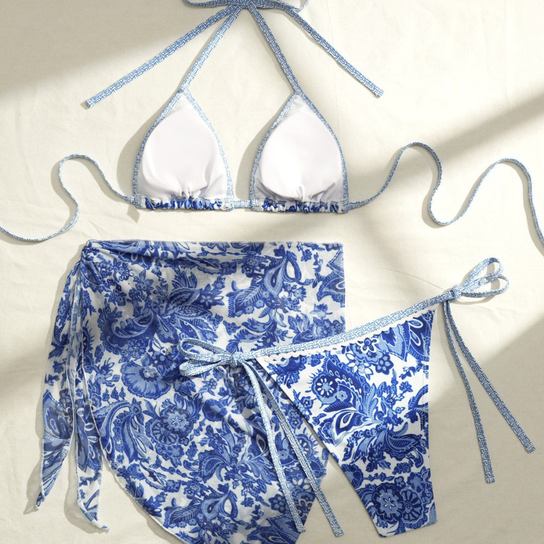 Damen Triangel-Bikini mit floralem Design Drune