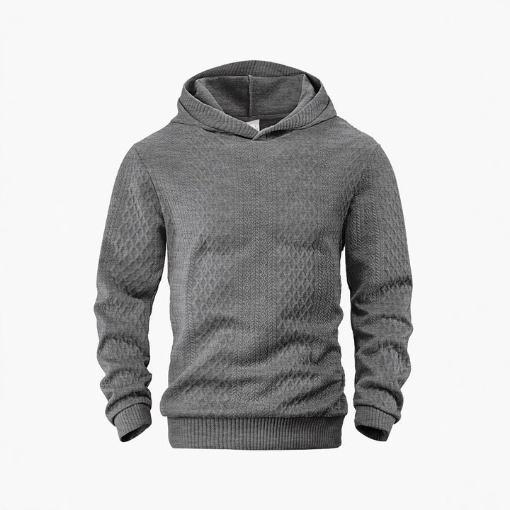 Herren nan strukturierter Schlauchkragen-Pullover mit Kapuze und Waben-Jacquard Drune