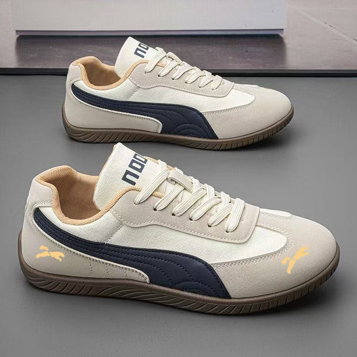 Herren Retro-Lowtop-Sneaker aus Wildlederimitat mit kontrastierendem Seitenstreifen und profilierter Gummisohle Drune