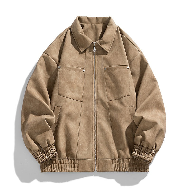 Herren Modische Jacke mit Stehkragen und praktischen Taschen Drune