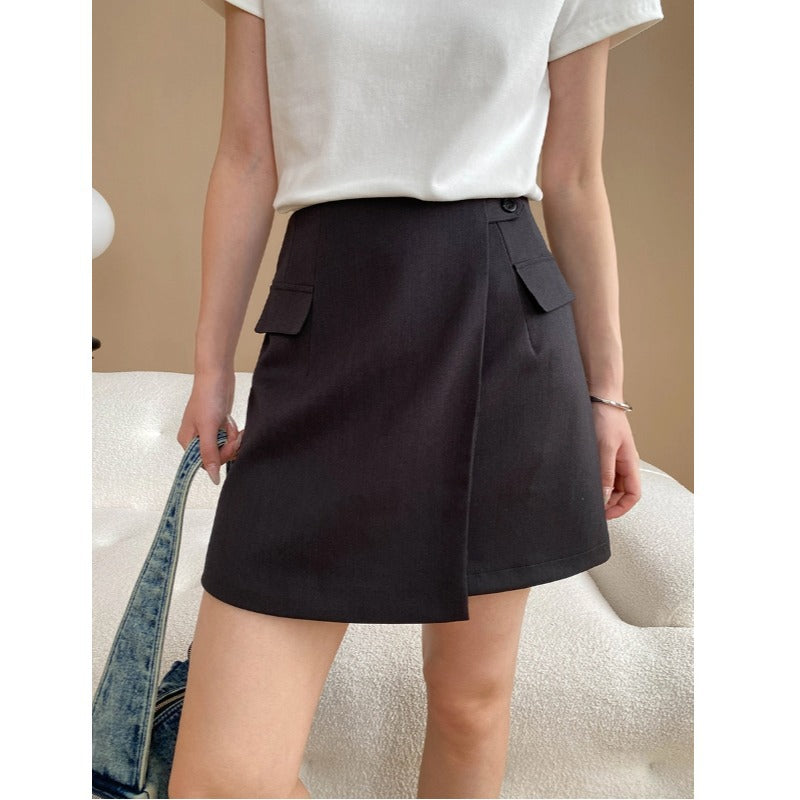 Damen eleganter Kurzrock mit seitlichen Taschen und modernem Schnitt Drune