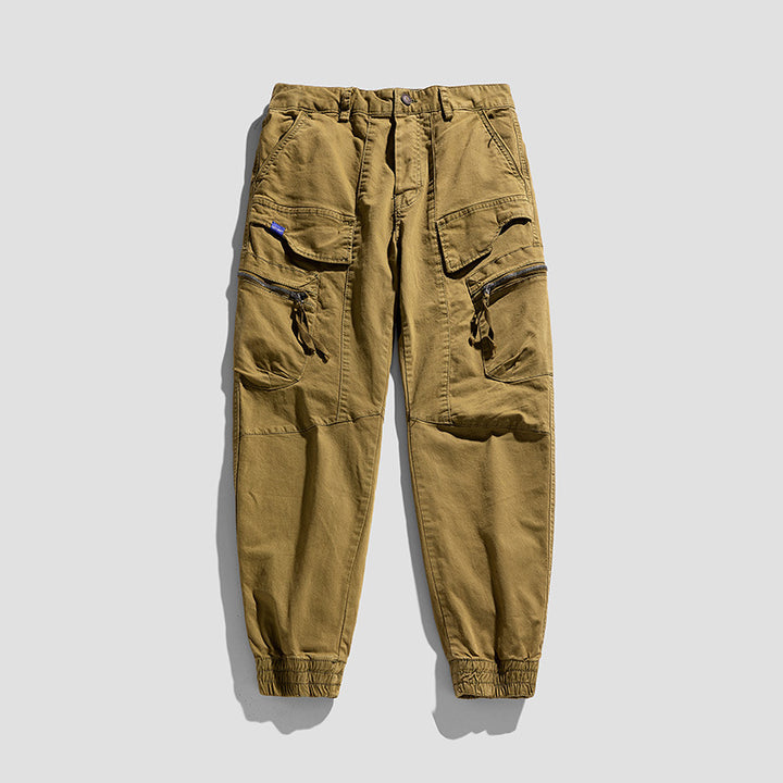 Herren Multifunktionale Cargo-Jogginghose im Tactical-Canvas-Stil mit Knie‑Paneelen, Reißverschluss‑ und Klappentaschen Drune