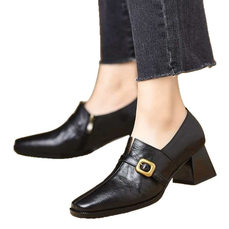 Damen Elegante spitze Stiefeletten mit Blockabsatz Drune
