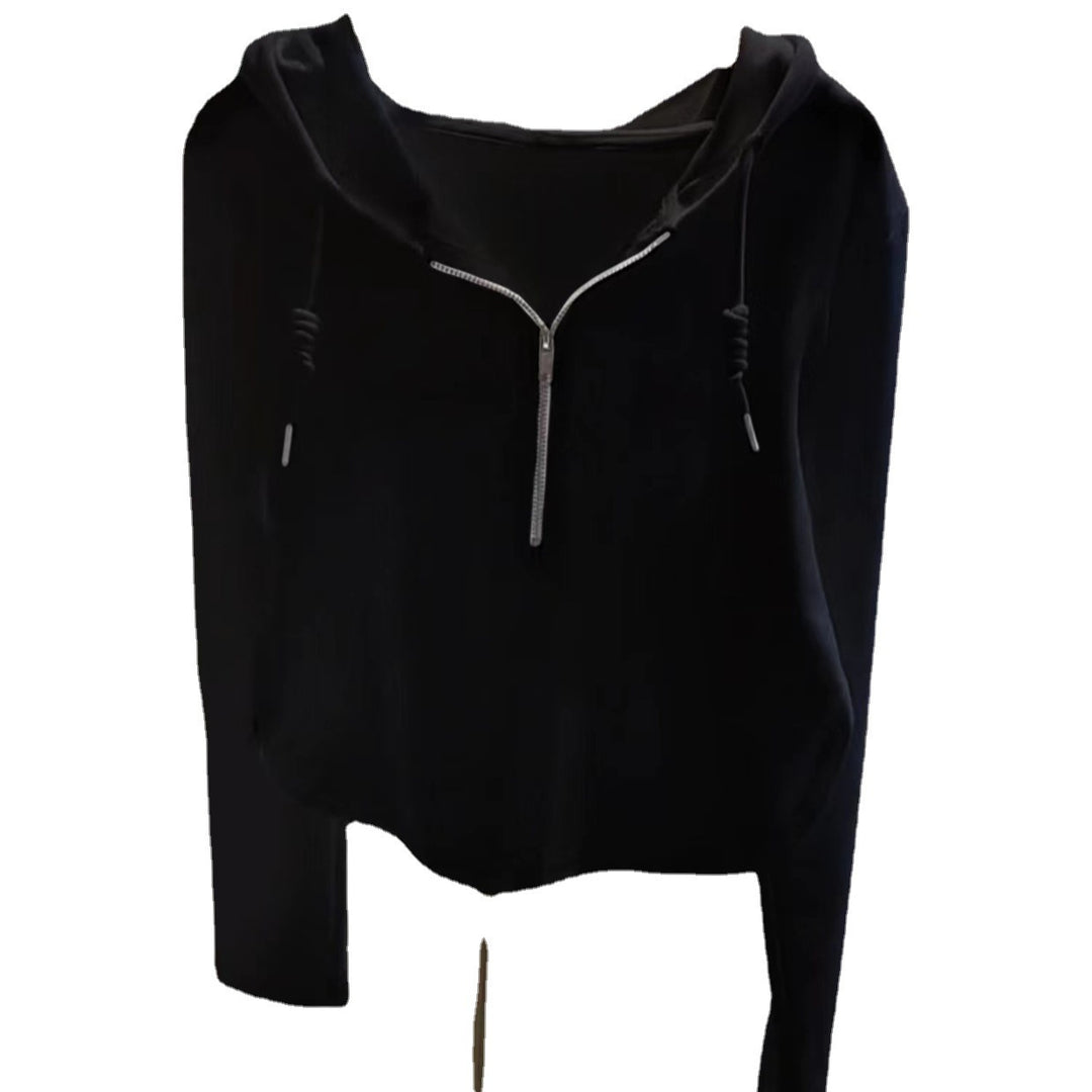 Damen lässiger Kapuzenpullover mit halbhohem Reißverschluss und modernem Schnitt Drune