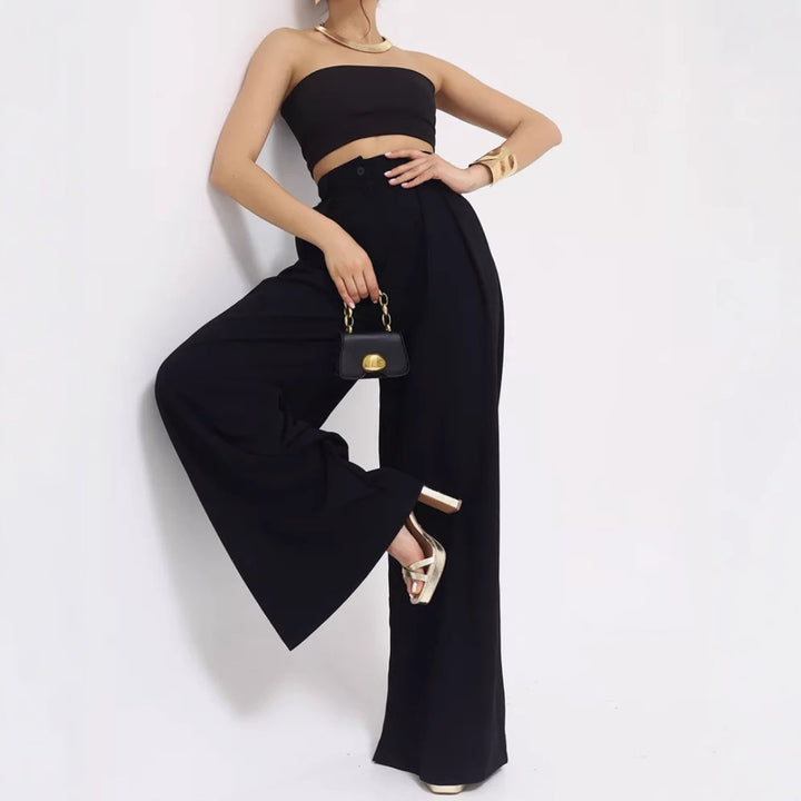 Damen weite Palazzohose mit hohem Bund und eleganter Taillierung Drune