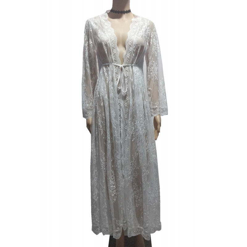 Damen Spitzenkimono mit zauberhaften floralen Applikationen und eleganten Halblangen Ärmeln Drune