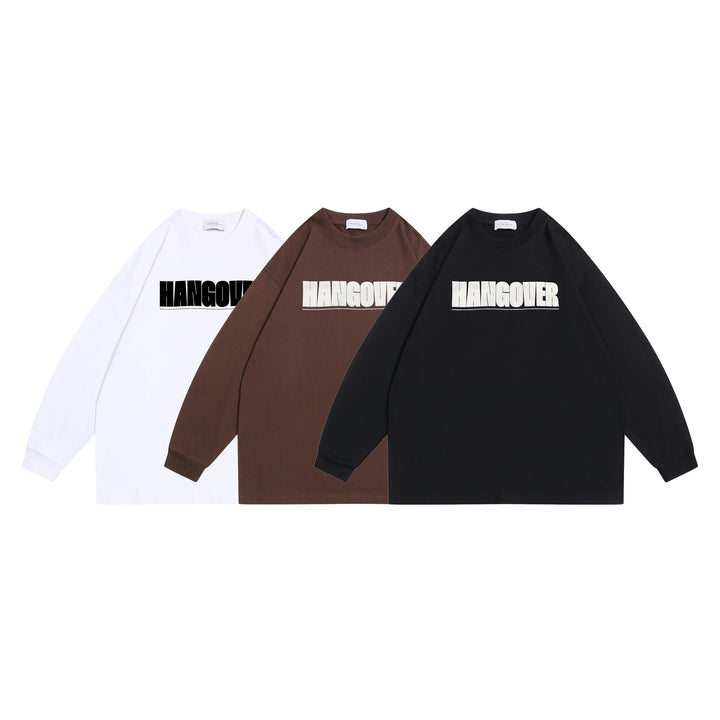 Unisex Oversize‑Sweatshirt mit markantem Typo‑Print, geripptem Rundhals und verlängerten Ärmeln Drune