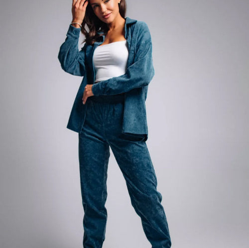 Damen nan Oversized-Cord-Set mit Hemdjacke und Gummizug-Jogpant Drune