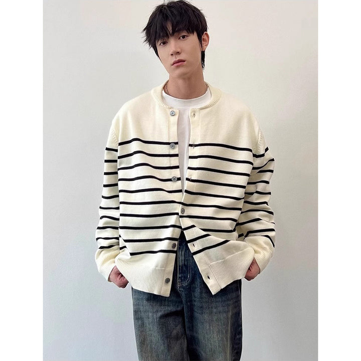 Herren Modische Gestreifte Strickjacke Drune
