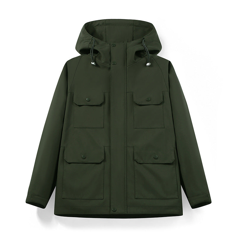 Herren wasserabweisende Field-Jacke mit Kapuze und Multifunktions-Taschen Drune