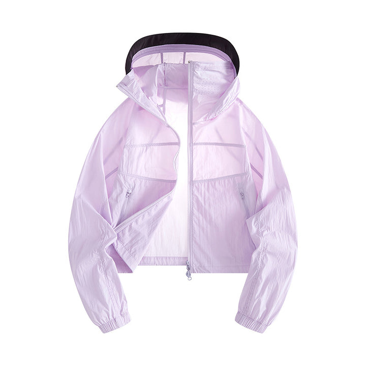 Damen Leichte Windbreaker-Jacke mit verstellbarer Kapuze