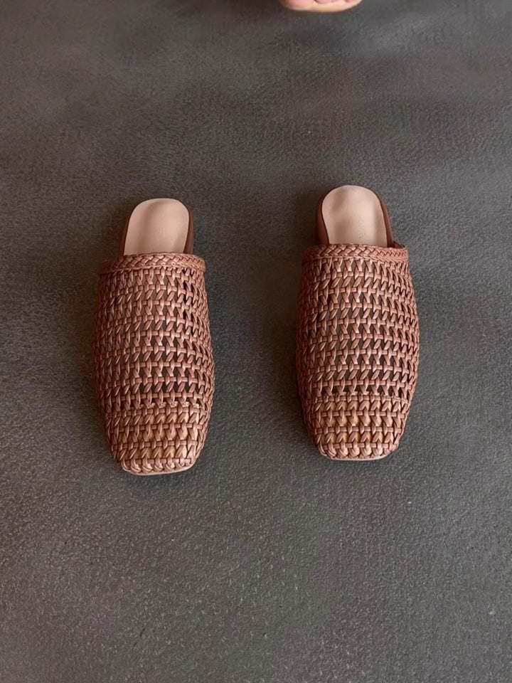 Damen Freizeit-Mules aus geflochtenem Material Drune