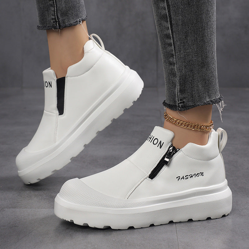 Damen nan Plateau-Sneaker mit seitlichem Reißverschluss, gepolstertem Komfortfußbett und profiliertem Laufprofil Drune