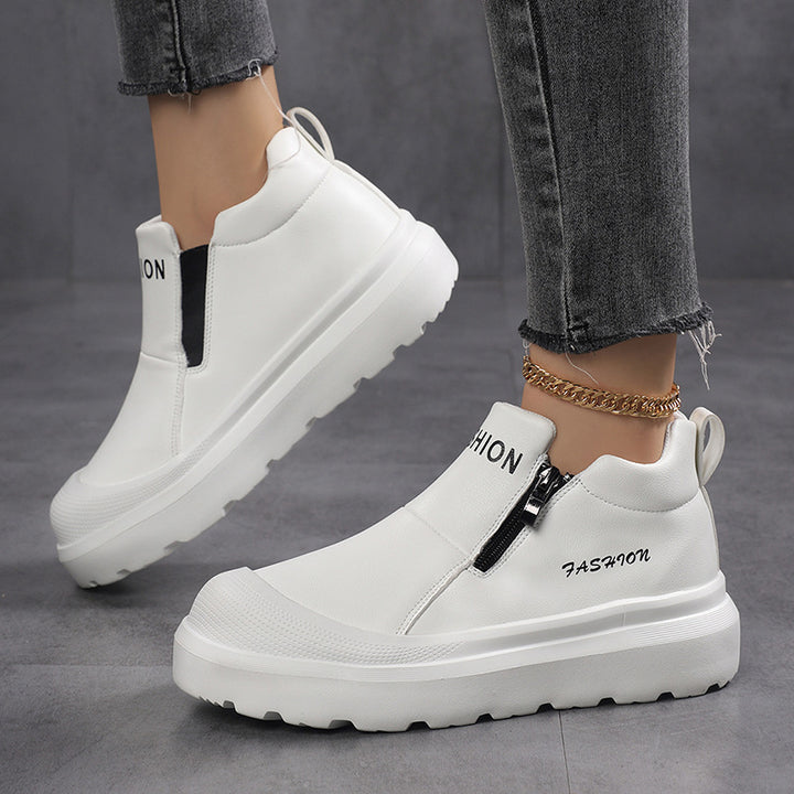 Damen nan Plateau-Sneaker mit seitlichem Reißverschluss, gepolstertem Komfortfußbett und profiliertem Laufprofil Drune