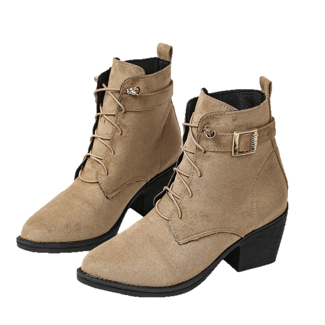 Damen Elegante Schnür-Stiefeletten mit Blockabsatz Drune
