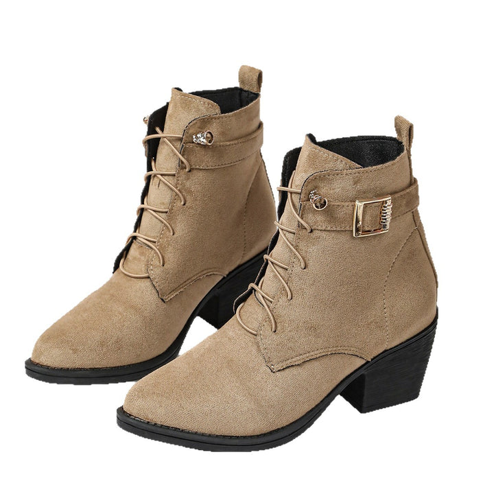 Damen Elegante Schnür-Stiefeletten mit Blockabsatz Drune