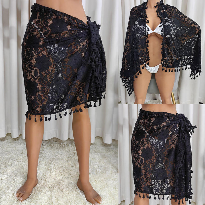 Damen Häkel-Strandsarong mit eleganten Fransen Drune