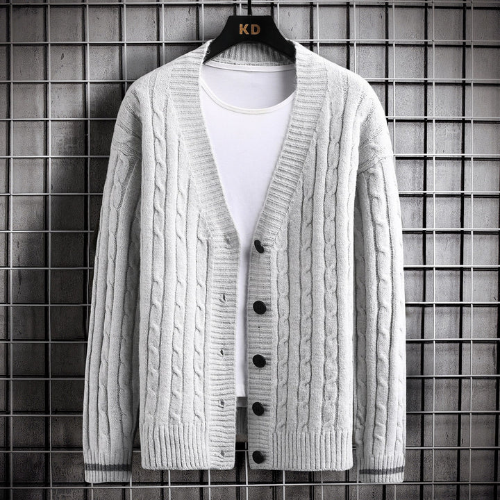 Damen Strickjacke mit Zopfmuster und Knopfdetails Drune