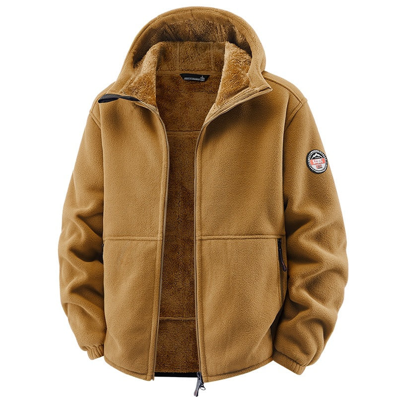 Herren Fleecejacke mit Kapuze und Teddy-Innenfutter Drune