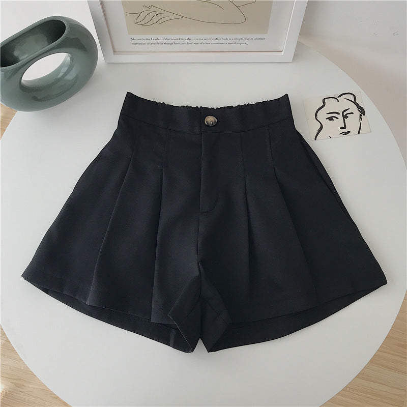 Damen elegante Shorts mit Faltenwurf und Knopfdetail