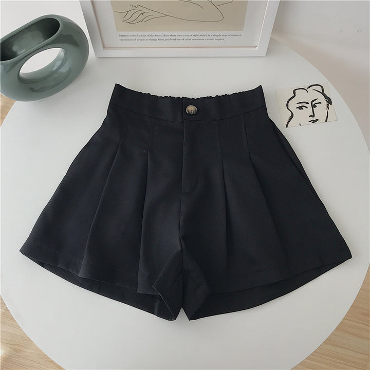 Damen elegante Shorts mit Faltenwurf und Knopfdetail