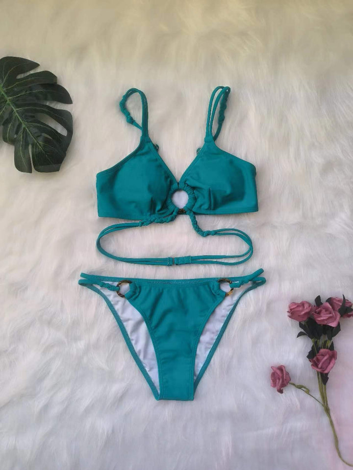 Damen Triangel-Bikini mit kreativen Knotendetails Drune