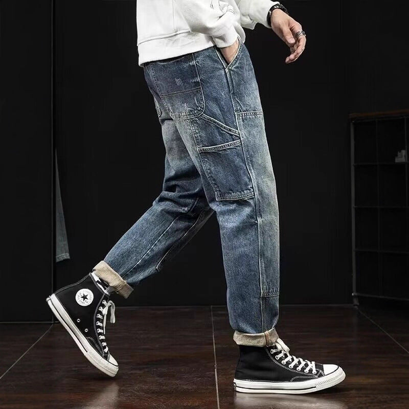 Herren Lässige Denim Cargo-Hose Drune