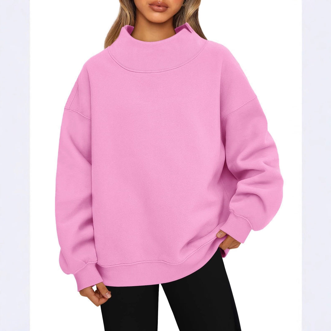 Damen Oversized-Sweatshirt mit hohem Stehkragen und überschnittener Schulter Drune