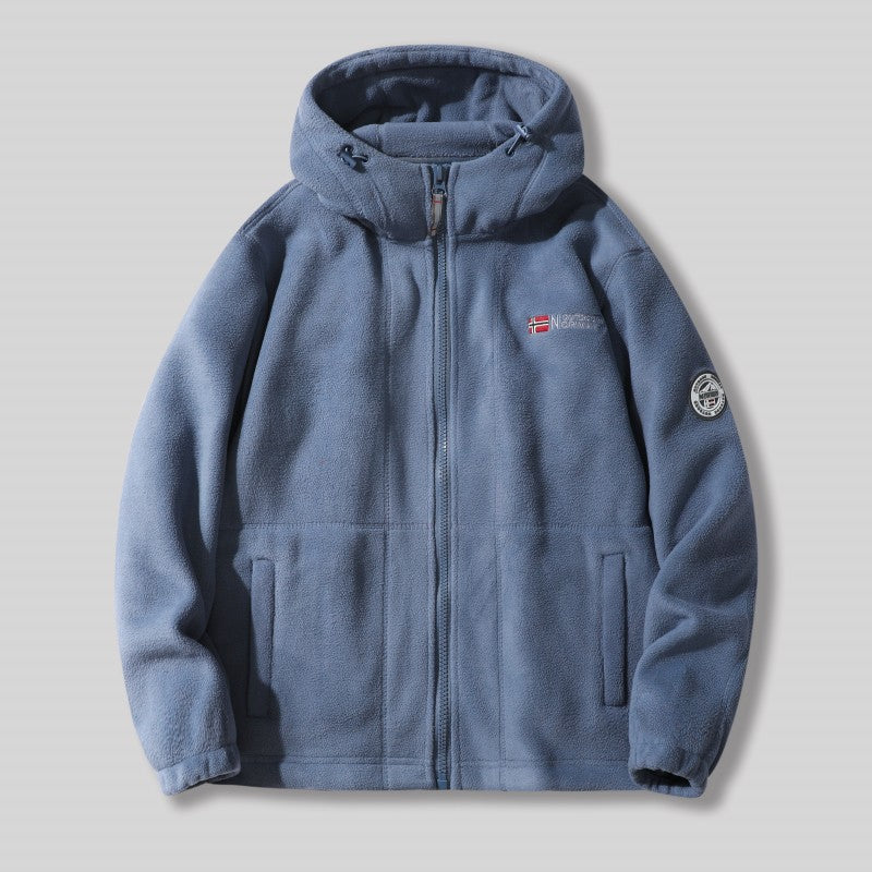 Herren Fleecejacke mit abnehmbarer Kapuze Drune