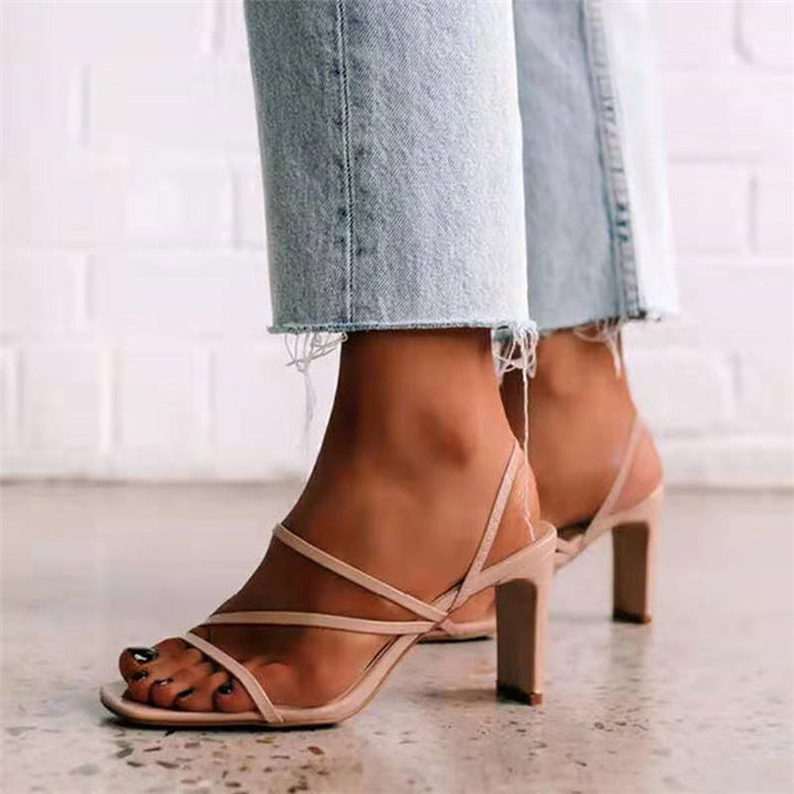 Damen elegante Absatzsandalen mit modischem Riemendesign Drune