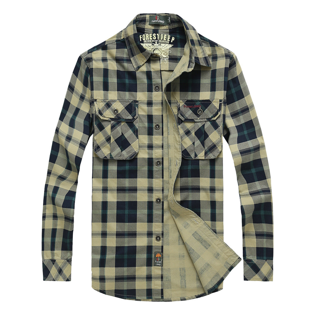 Herren Kariertes Overshirt im Workwear Stil mit aufgesetzten Brusttaschen Drune