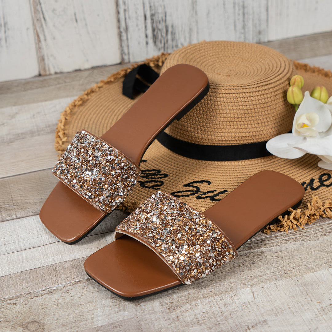 Damen Glamouröse Riemensandalen mit funkelnden Strassdetails Drune
