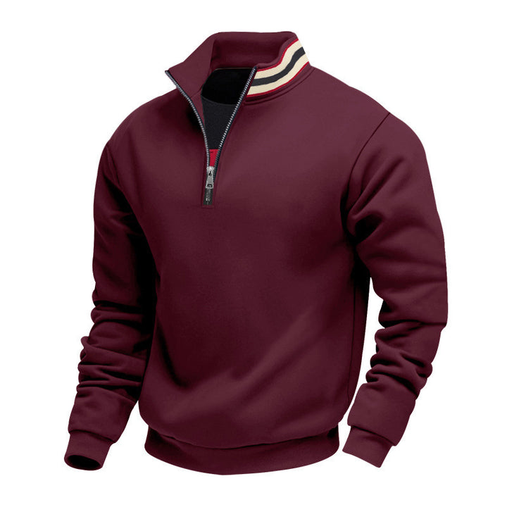 Herren nan Halbzip-Sweatshirt mit sportivem Ringkragen und weichem Fleece-Innenfutter Drune