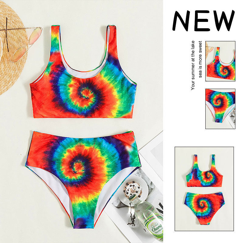 Damen Buntes Spiralmuster Bikini-Set Drune