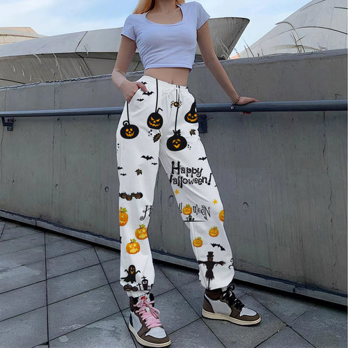 Damen Lässige Print-Hose mit herbstlichem Motiv Drune