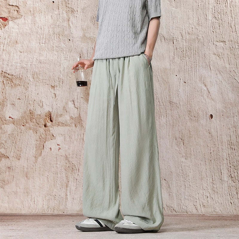 Unisex Weite Leinenoptik-Relaxhose mit Tunnelzugbund & extra weitem Bein Drune