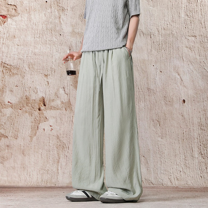 Unisex Weite Leinenoptik-Relaxhose mit Tunnelzugbund & extra weitem Bein Drune