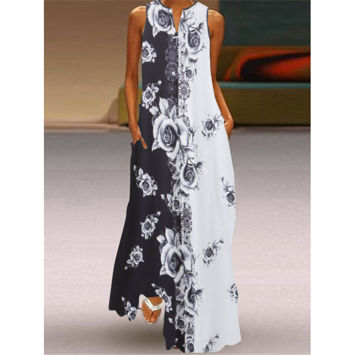 Damen Maxikleid mit elegantem floralem Design und seitlichen Taschen Drune
