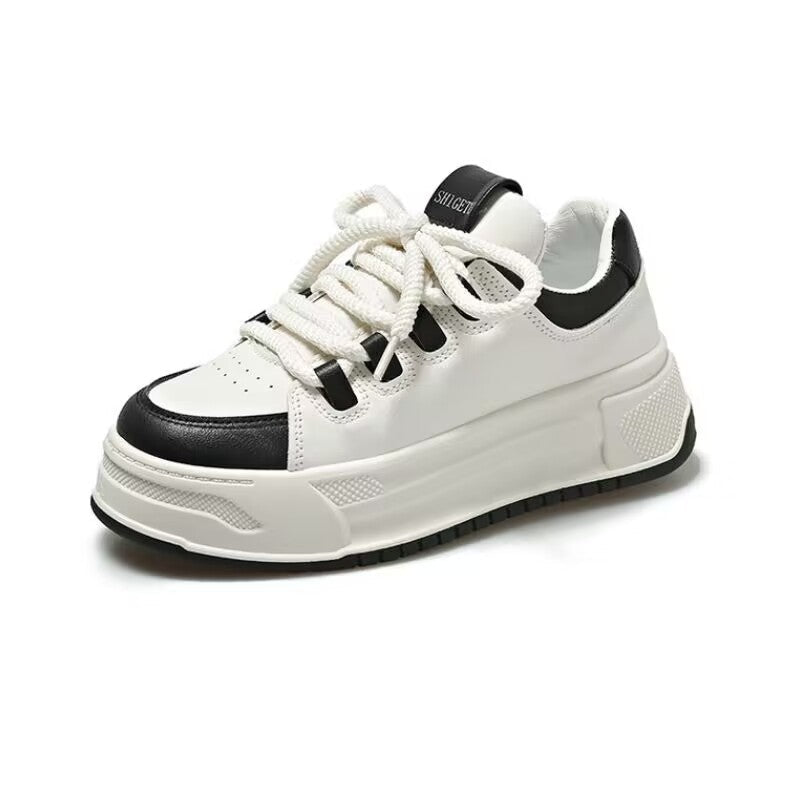 Damen modische Sneakers mit durchgehendem Plateau und elastischen Schnürsenkeln Drune