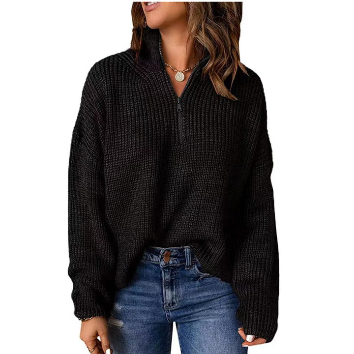 Damen Strickpullover mit kurzem Reißverschluss Drune