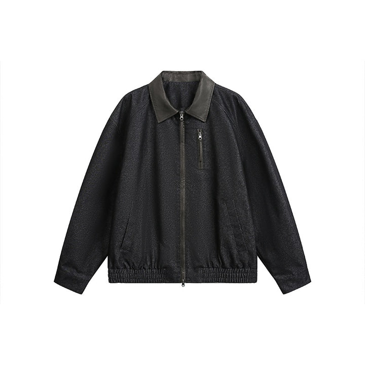 Herren Oversize-Übergangsjacke aus Wollmix mit Hemdkragen, Brust‑Zipper & elastischem Saum Drune
