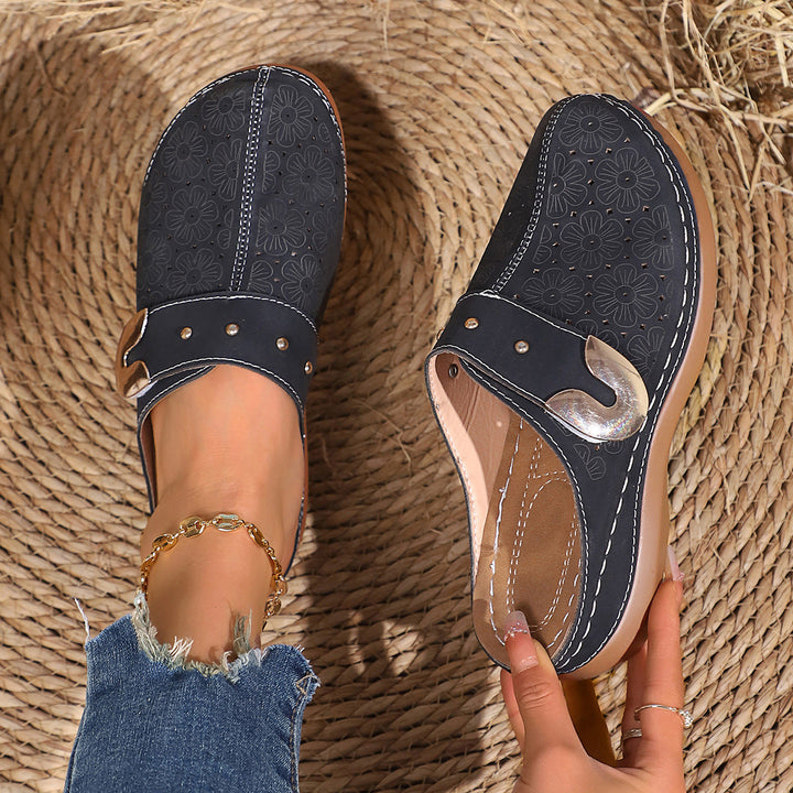 Damen Komfortable Clogs mit blumigen Verzierungen und ergonomischem Fußbett Drune