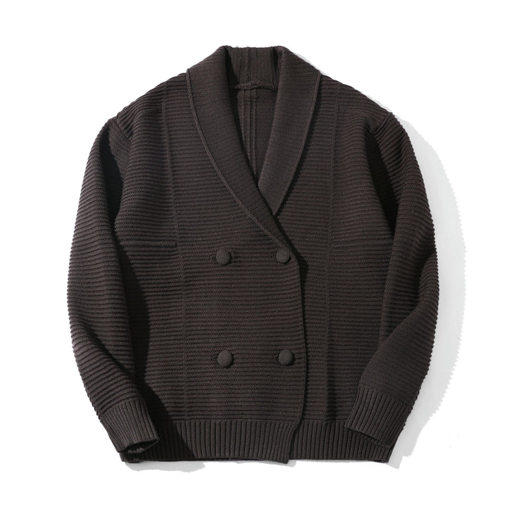 Damen Doppelreihige Strickcardigan mit Schalkragen und Strukturstrick Drune