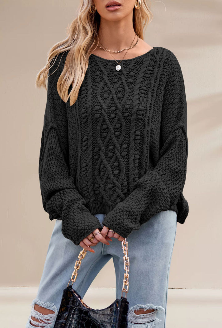 Damen Grobstrickpullover mit besonderen Details Drune