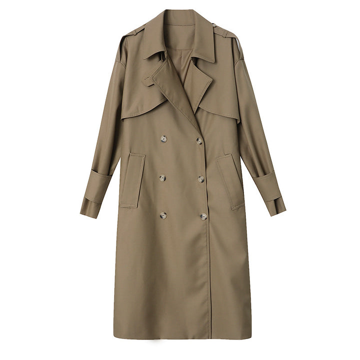 Damen eleganter Trenchcoat mit Gürtel und klassischem Schnitt Drune